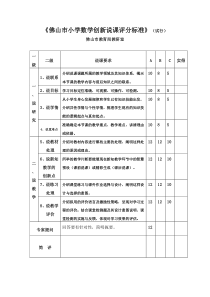 佛山市小学数学说课评价