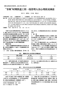 “非典时期铁道工程一线管理人员心理状况调查