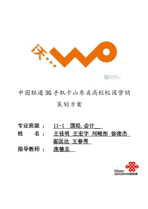 中国联通3G手机卡山东省高校校园营销策划方案