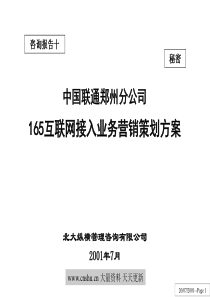 北大纵横 中国联通郑州分公司165互联网接入业务营销策划方案-310488187(1)