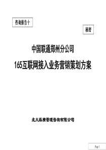 北大纵横 中国联通郑州分公司165互联网接入业务营销策划方案