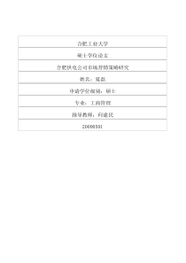 合肥供电公司市场营销策略研究