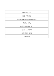 康师傅饮料业务营销策略研究