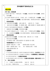 新教材四年级数学下册知识点汇总