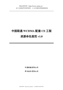 中国联通WCDMA配套CE工程资源命名规范v1.0（DOC48页）