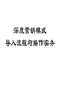 深度营销模式导入流程与操作实务