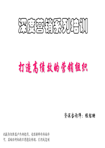 y深度营销系列培训--打造高绩效的营销组织