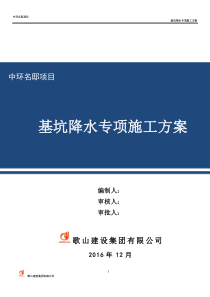 中环名邸降水专项施工方案(专家论证)