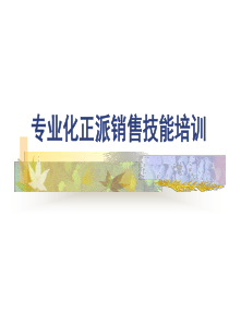 专业化正派销售技能培训