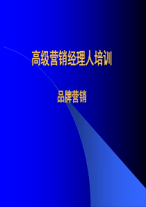 高级营销经理人品牌营销培训