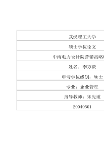 中南电力设计院营销战略研究