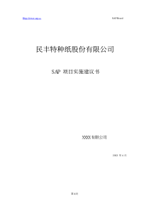 民丰特种纸SAP项目实施建议书