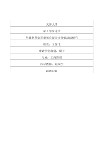 华北制药集团制剂有限公司营销战略研究