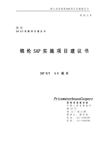 锦纶SAP实施项目建议书