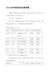 2016年护理部培训经费预算