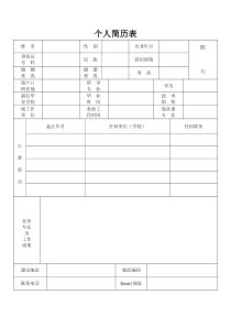 空白个人简历表格(简单实用版)