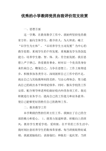 优秀的小学教师党员自我评价欣赏