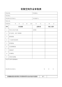 有限空间作业审批表