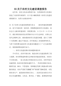 XX关于农村文化建设调查报告