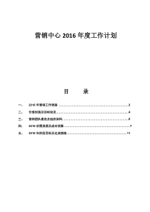 营销中心2016年度工作计划