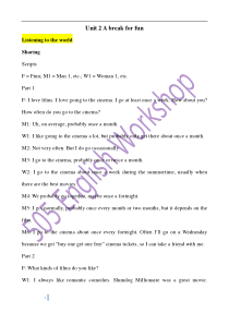 新视野大学英语视听说教程第三版第一册第二单元录音文本(完全版)