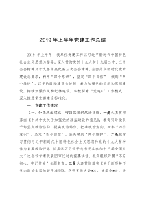 2019年上半年党建工作总结