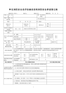 单位消防安全自评自查自改和消防安全承诺登记表