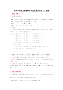 人教版一年级数学上册概念知识点整理