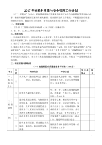 2018年检验科质量与安全管理工作计划