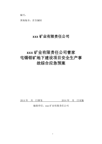 地下矿山建设项目生产安全事故综合应急预案