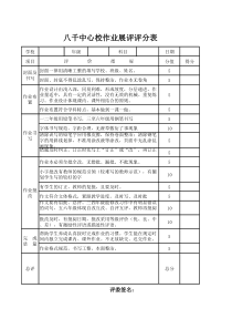 小学语文作业展评评分表