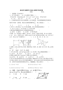 新北师大版数学九年级上册期中考试试卷