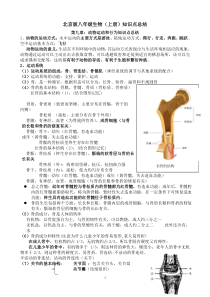 北京版八年级生物(上册)知识点总结