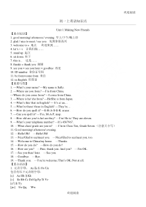 仁爱英语初一上学期知识点归纳(精华版)