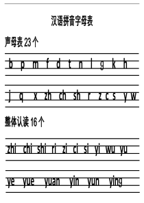 汉语拼音字母表(四线格)声母+单韵母+复韵母+整体认读+绕口令