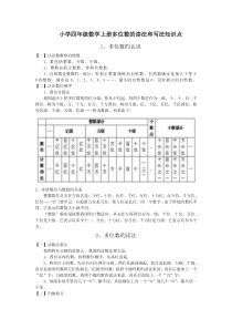 小学四年级数学上册多位数的读法和写法知识点