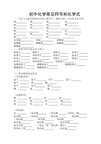 初中化学常见符号和化学式