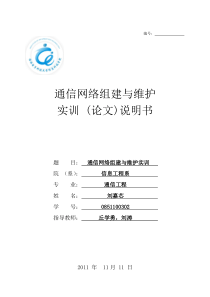 通信网络维护与组建实训报告