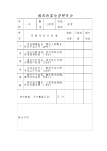 教师教案检查记录表