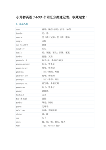 小升初英语1600个词汇分类速记表