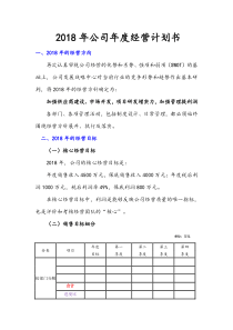 2018年公司企业年度经营计划书--9.28