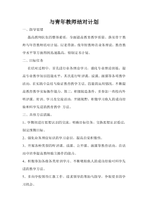 骨干教师与青年教师结对帮扶计划