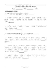 11小学六年级奥数上学期模拟试题