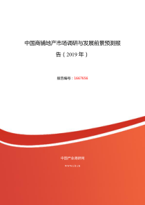 2019年商铺地产市场现状与发展趋势预测-目录