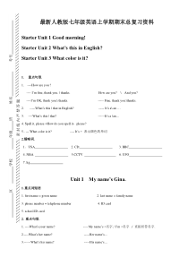 新人教版英语七年级上册知识点归纳及练习(卷)