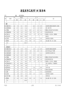 2016家装明细表预算清单—详尽表格