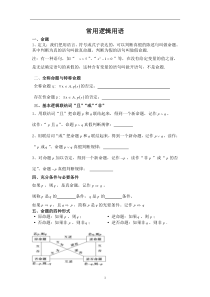 《常用逻辑用语》专题复习