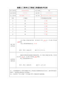 最新混凝土单元工程施工质量验收评定表(已填)