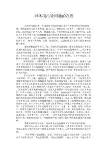 对环境污染问题的反思