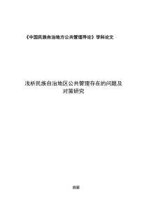 中国民族自治地方公共管理存在的问题及对策建议